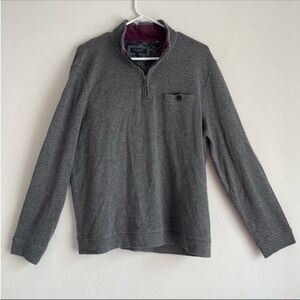 Ted Baker London preppy gray classic half zip sweater